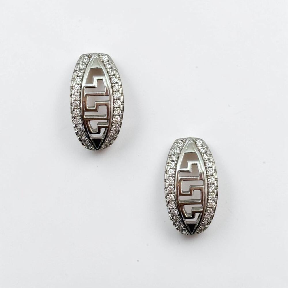 Silver Small Zircon Hoop Earring